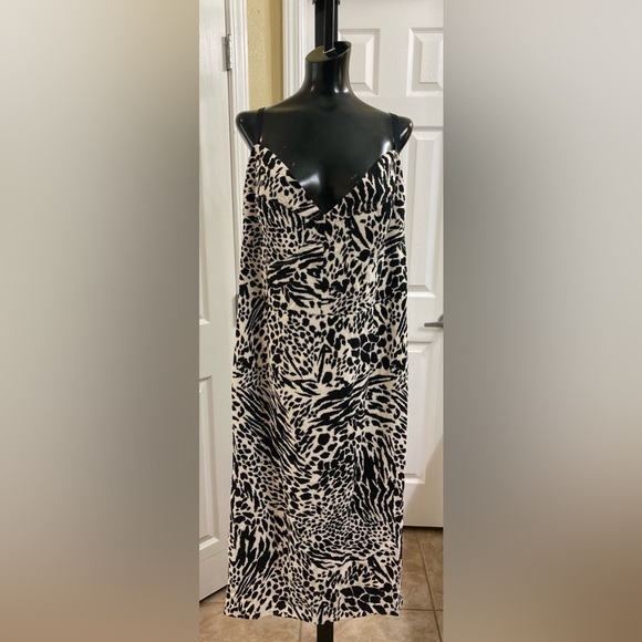 NWT Sergio Hudson Black/White Animal Print Bustier Midi Dress Size 4X - Picture 5 of 9